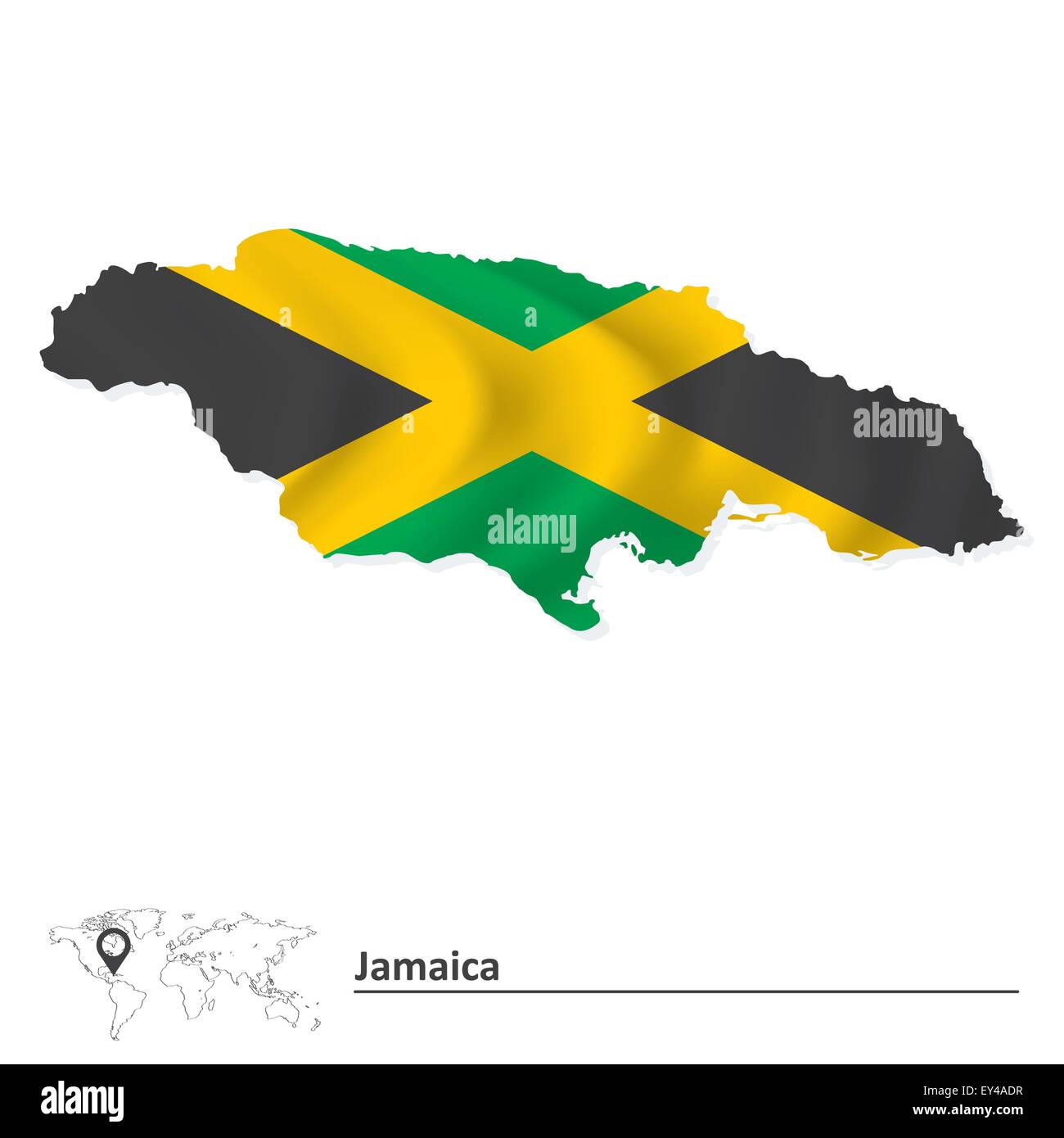 Mapa De Jamaica Con Bandera - Ilustración Vectorial Imagen Vector De ...