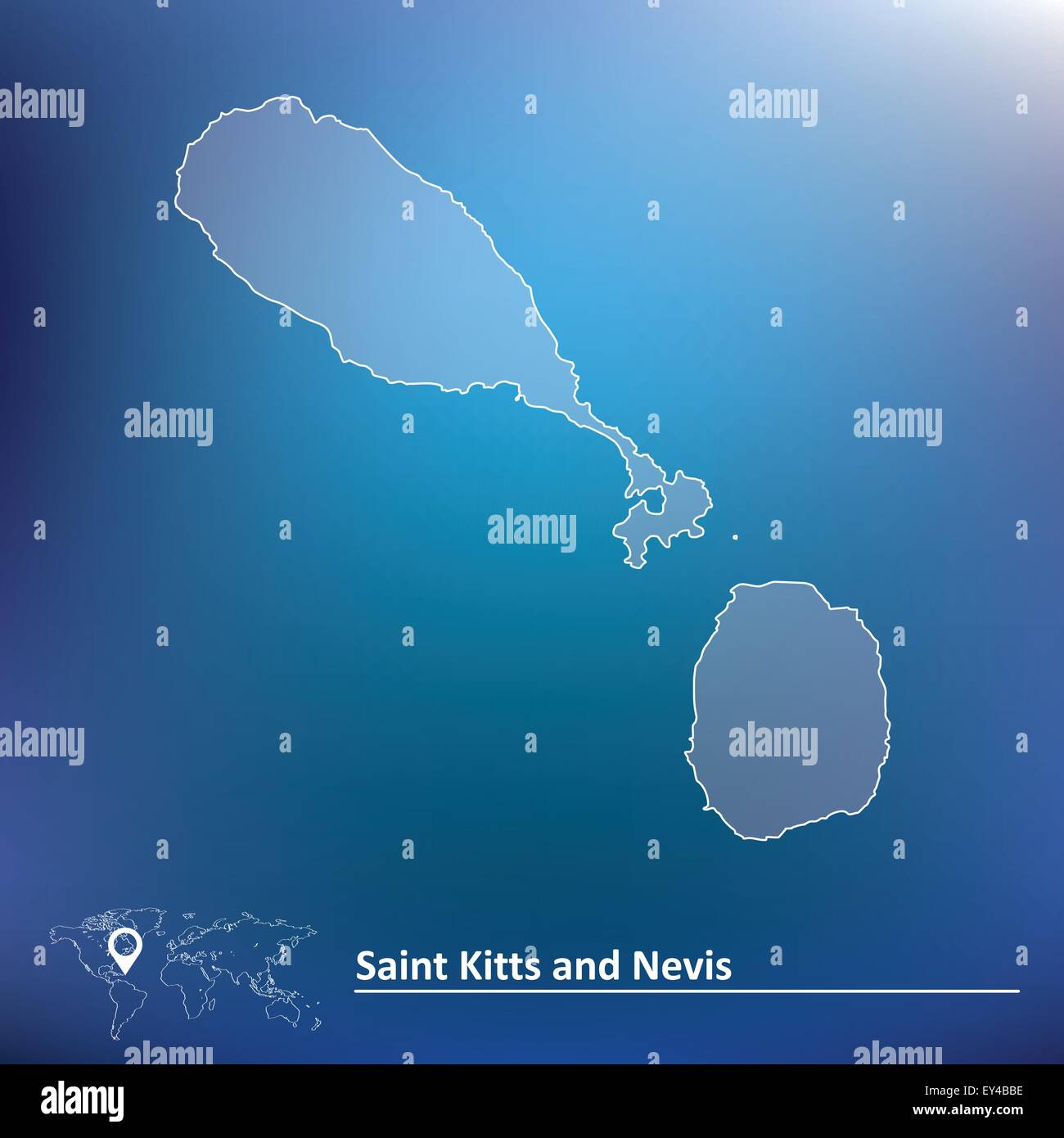 Mapa de Saint Kitts y Nevis ilustración vectorial Imagen Vector de