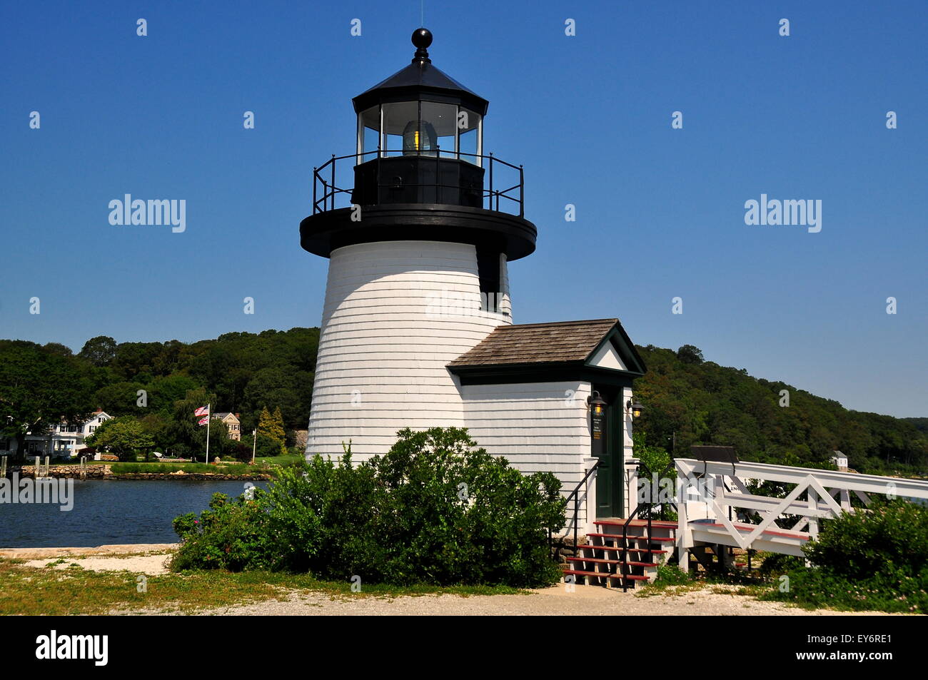 Mystic, CT: 1966 Brant Point Lighthouse, una réplica de la original del siglo XVIII, en el faro de Nantucket Mystic Seaport * Foto de stock