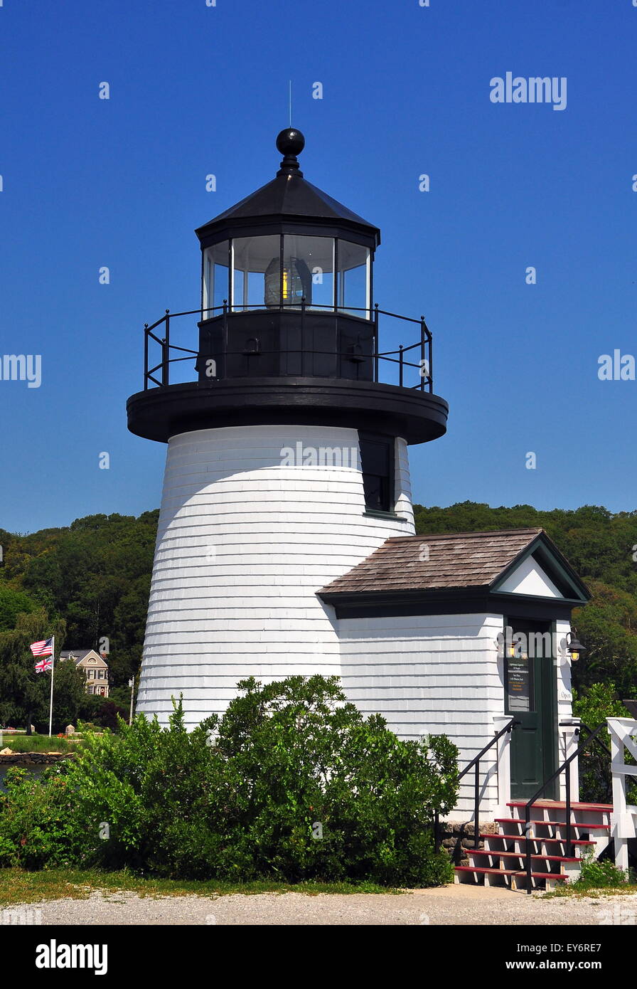 Mystic, CT: 1966 Brant Point Lighthouse, una réplica de la original del siglo XVIII, en el faro de Nantucket Mystic Seaport * Foto de stock