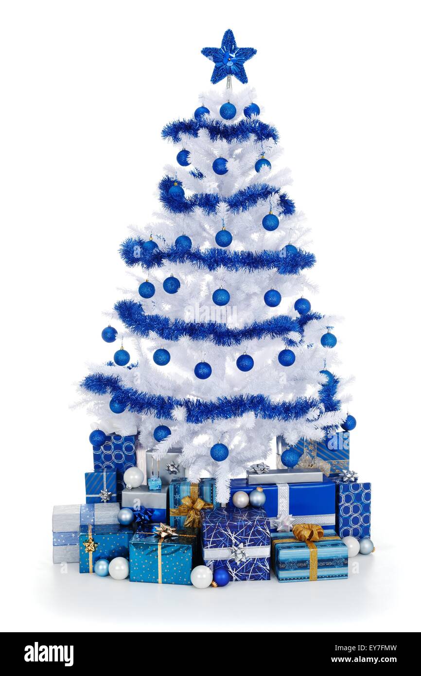 Compartir 37+ imagen arbol de navidad blanco con azul