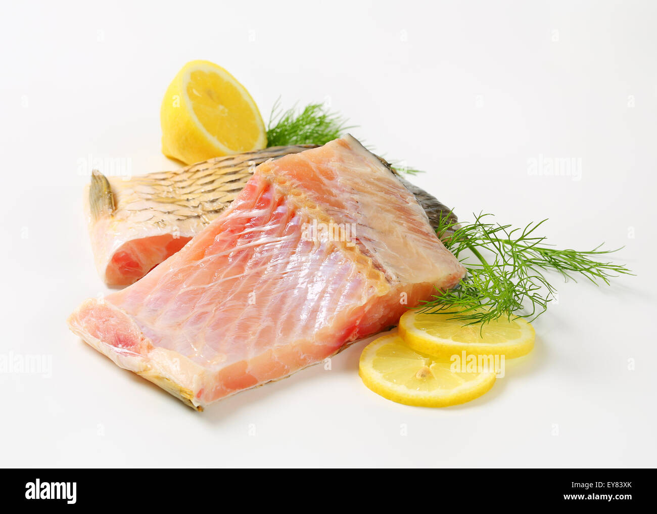 Foto de estudio de materias carp filetes Foto de stock