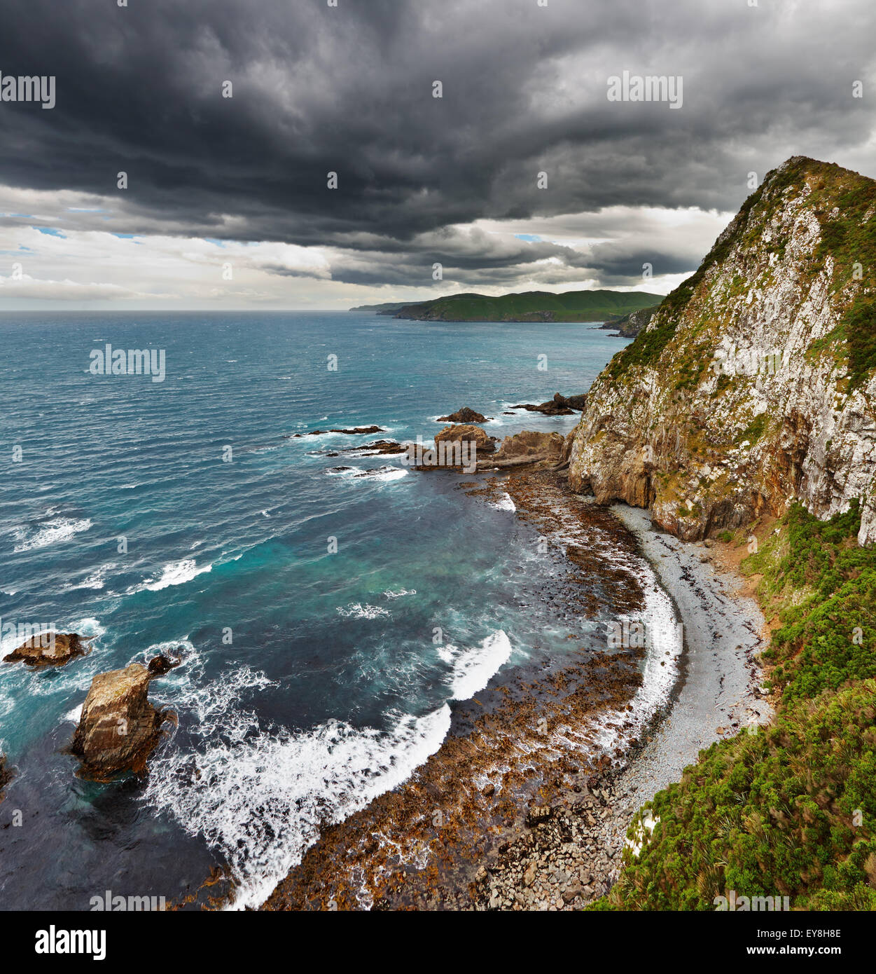 Vista costera, Catlins Costa, Nueva Zelanda Foto de stock