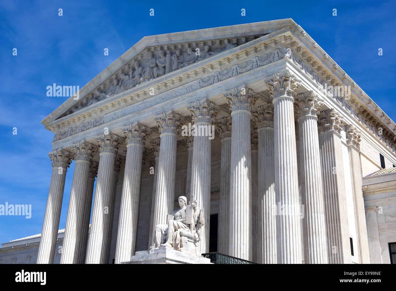 La fachada del edificio de la Corte Suprema de los Estados Unidos en Washington, D.C. Foto de stock