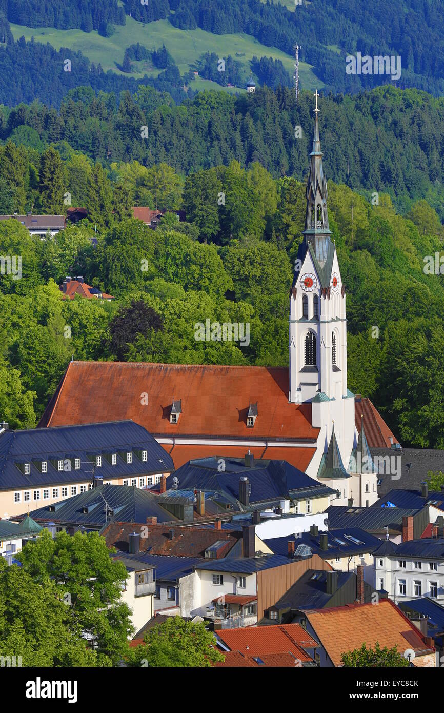 Vista desde el Calvario, Bad Tölz, Alta Baviera, Baviera, Alemania Foto de stock