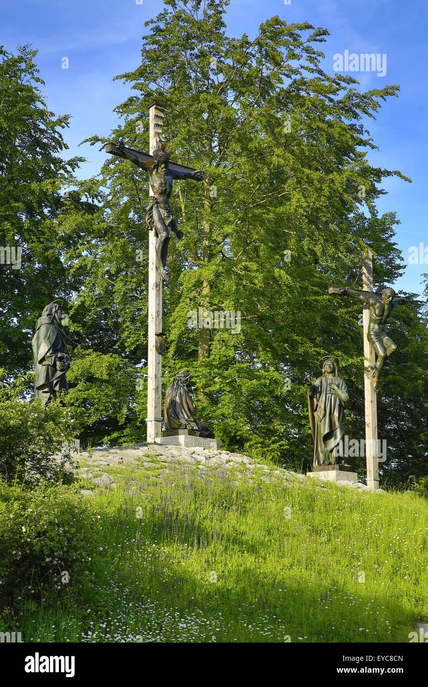 La crucifixión en el Calvario, Bad Tölz, Alta Baviera, Baviera, Alemania Foto de stock