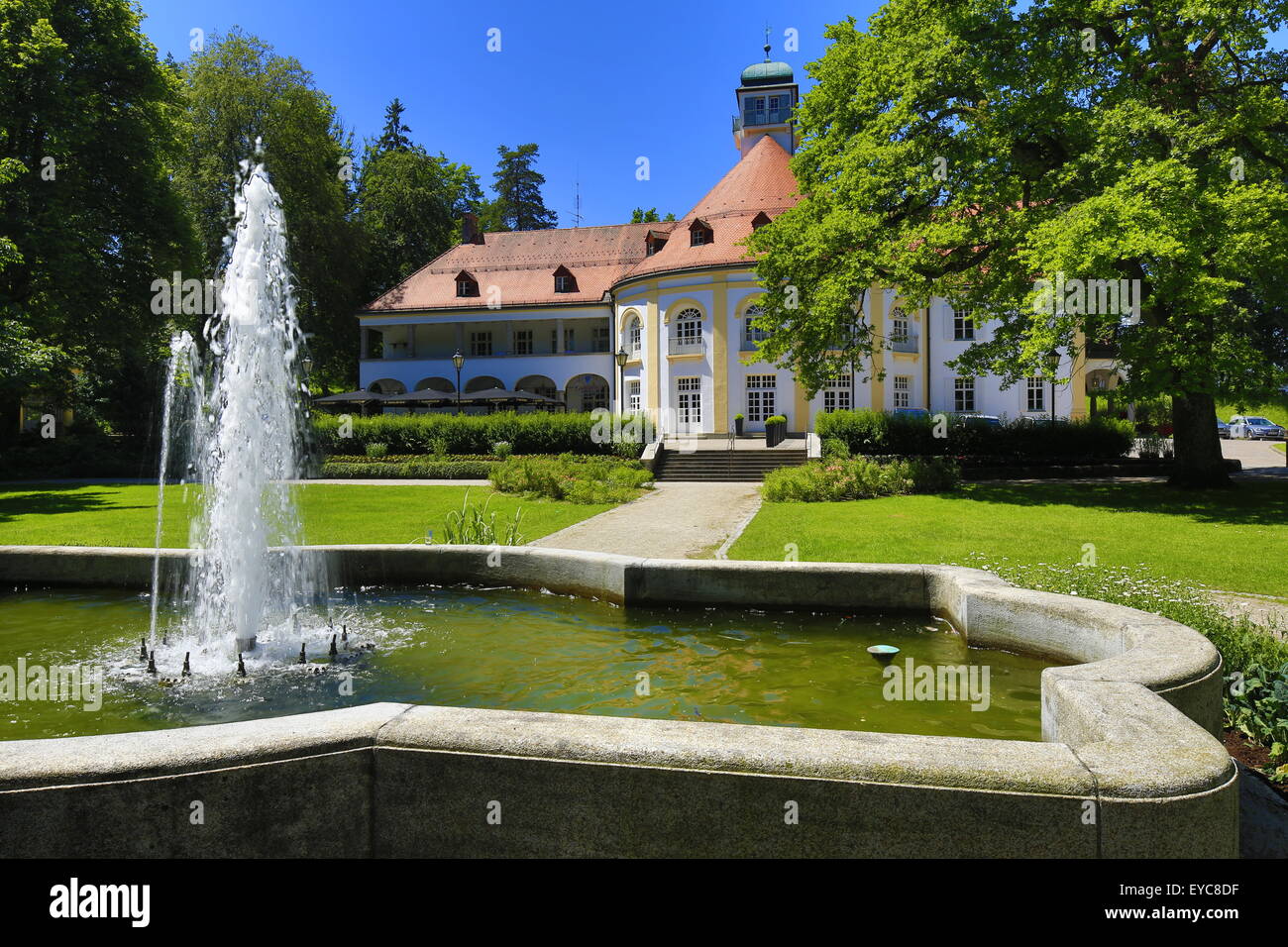 Jardín Spa Bad Tölz, Alta Baviera, Baviera, Alemania Foto de stock
