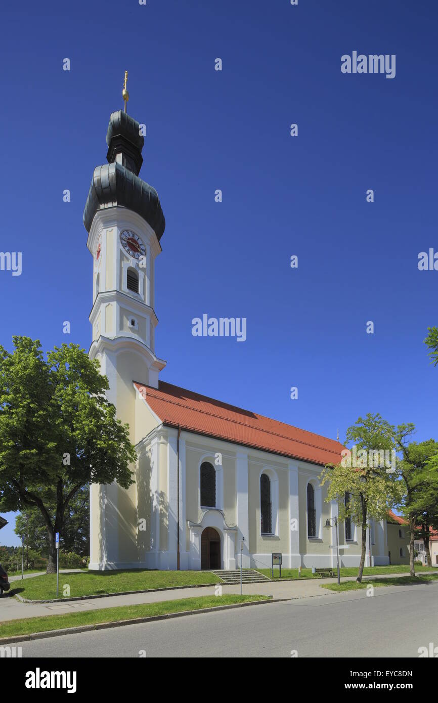 La iglesia de peregrinación, Mühlfeldkirche Mariahilf, Bad Tölz, Alta Baviera, Baviera, Alemania Foto de stock