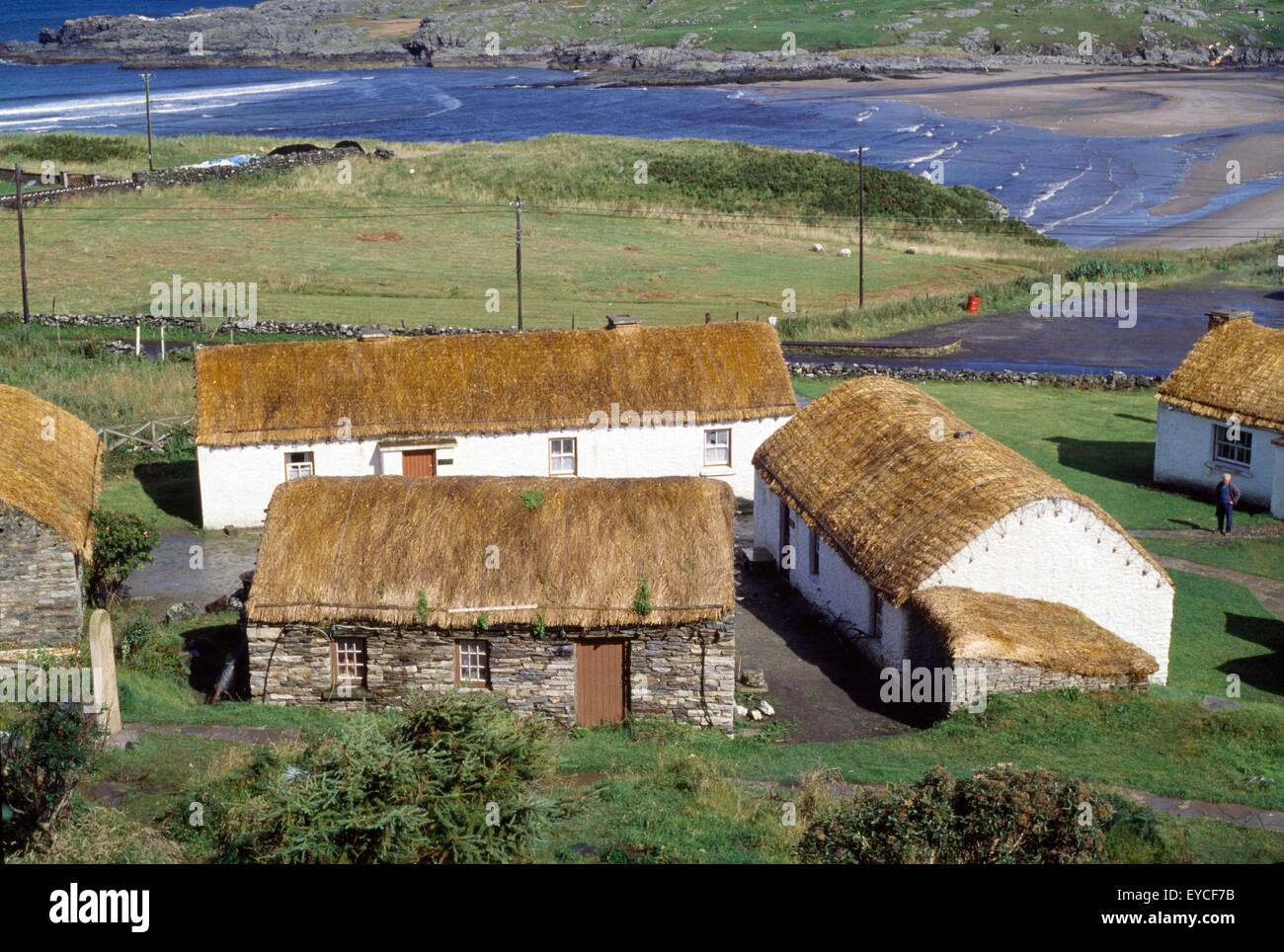 Folk Village Museum, Glencolumbkille, Condado de Donegal, Irlanda Foto de stock