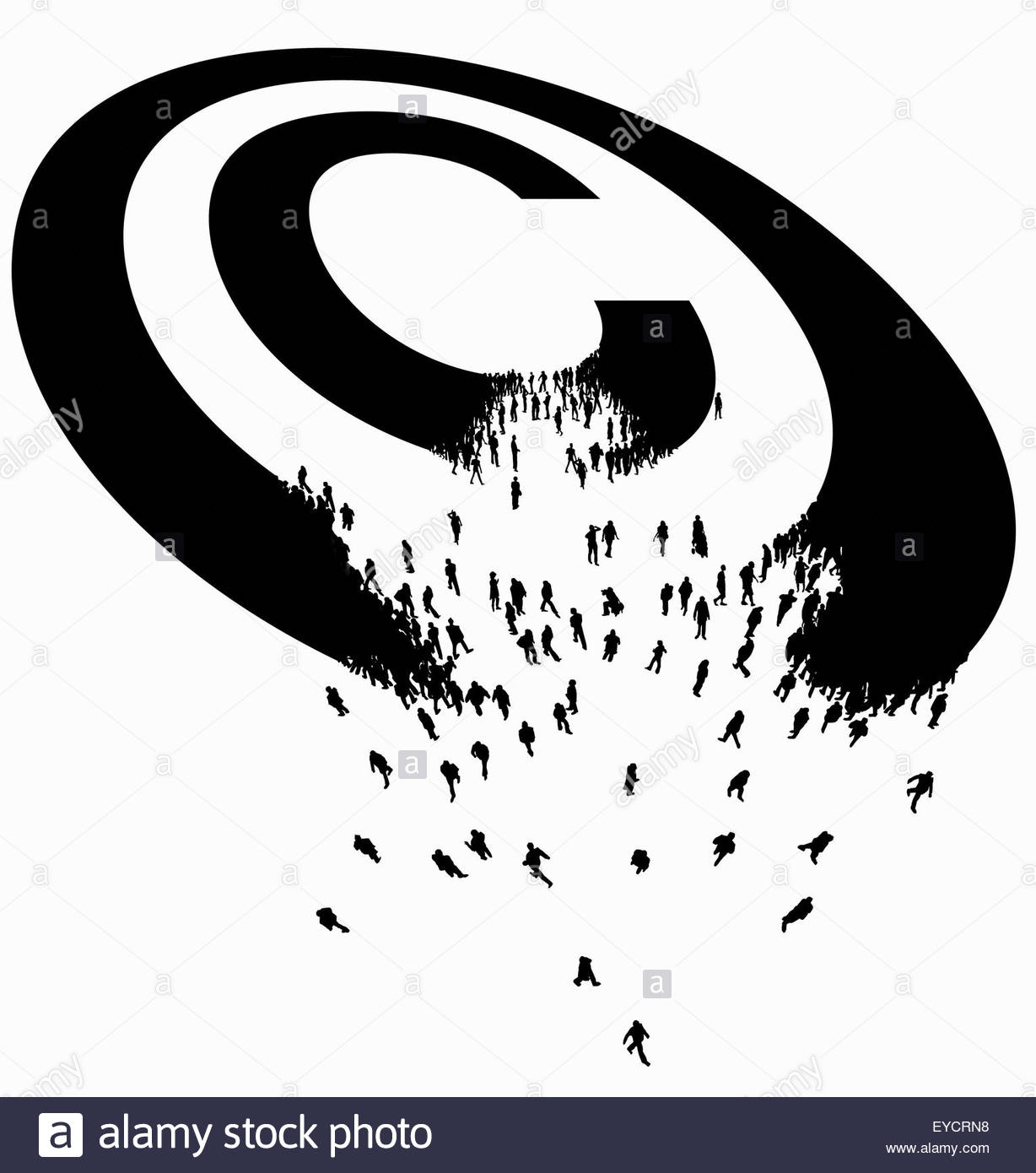 símbolo de copyright dividiendo en mucha gente foto imagen de