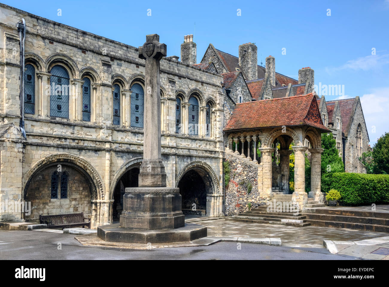 Escalera de Norman, King's School, Canterbury, Kent, Inglaterra, Reino Unido Foto de stock