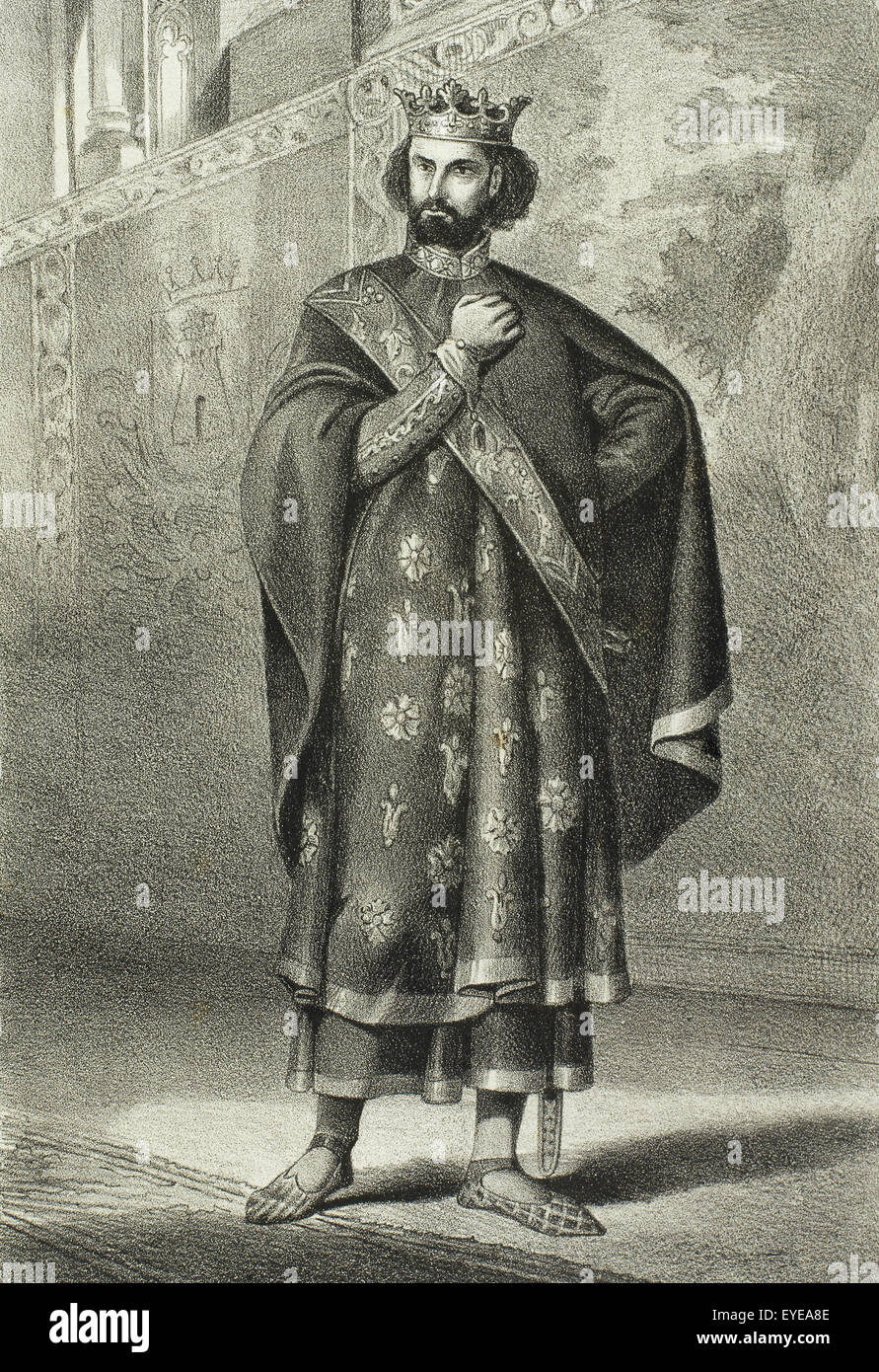 Enrique II (1333-1379). Rey de Castilla (1369-1379). Grabado del siglo XIX. Foto de stock