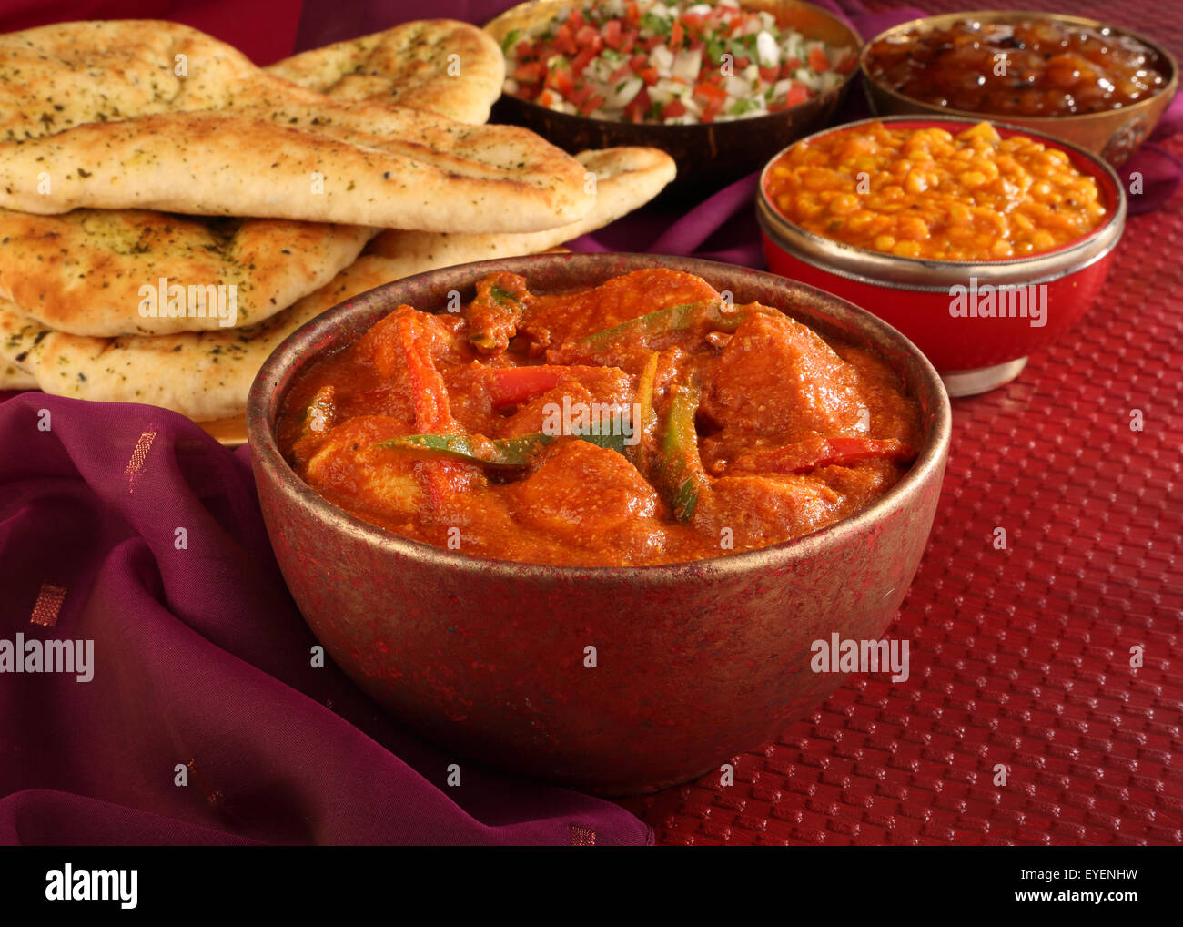 CURRY de pollo Jalfrezi comida india Foto de stock