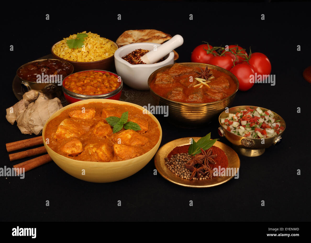 Selección de alimentos indios Foto de stock