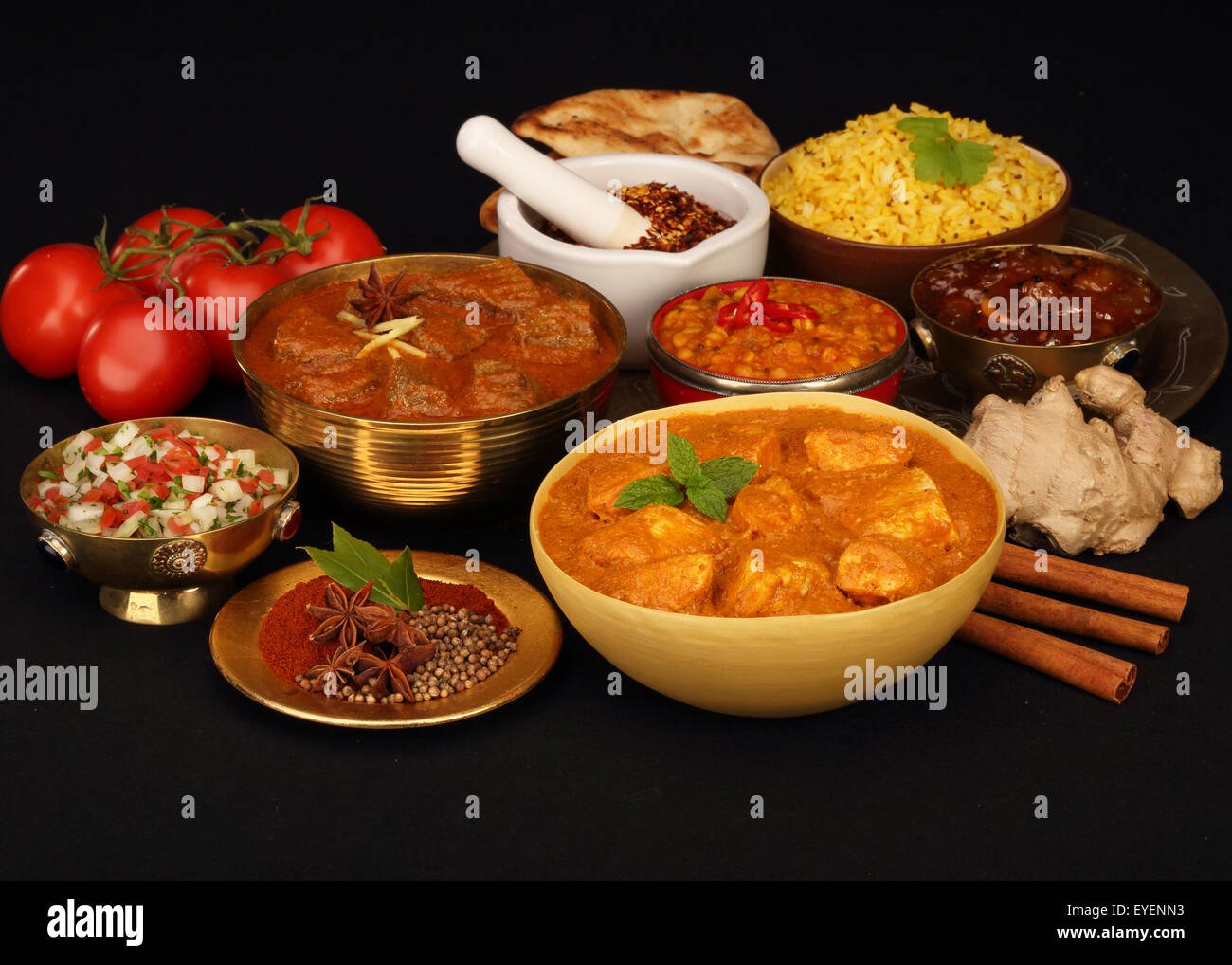 Selección de alimentos indios Foto de stock