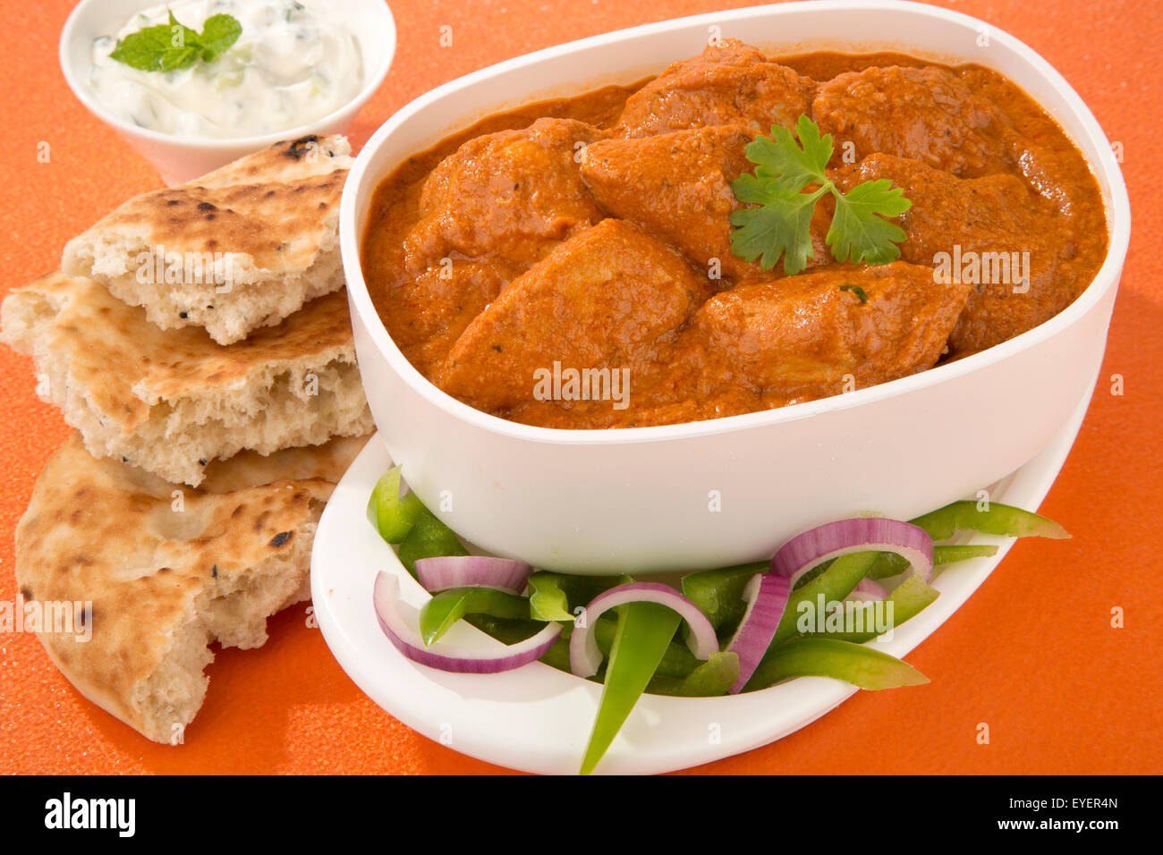 Mantequilla harina de pollo al curry indio Foto de stock