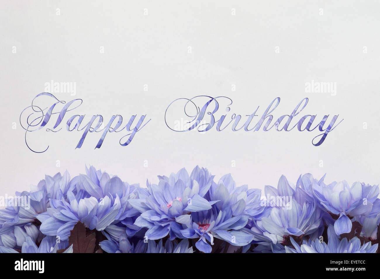 Tarjeta de felicitación de cumpleaños feliz - flores y texto Foto de stock