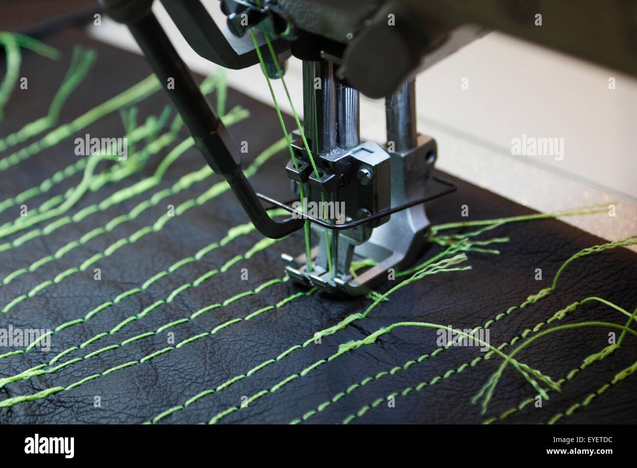 Detalle de la máquina de coser profesional con dos agujas Fotografía de  stock - Alamy