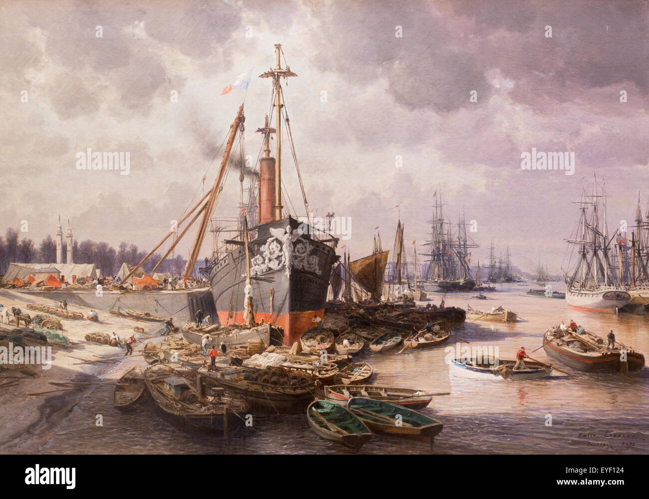 El puerto de Burdeos. A la izquierda, la place des Quinconces 07/12/2013 - Colección del siglo XIX. Foto de stock