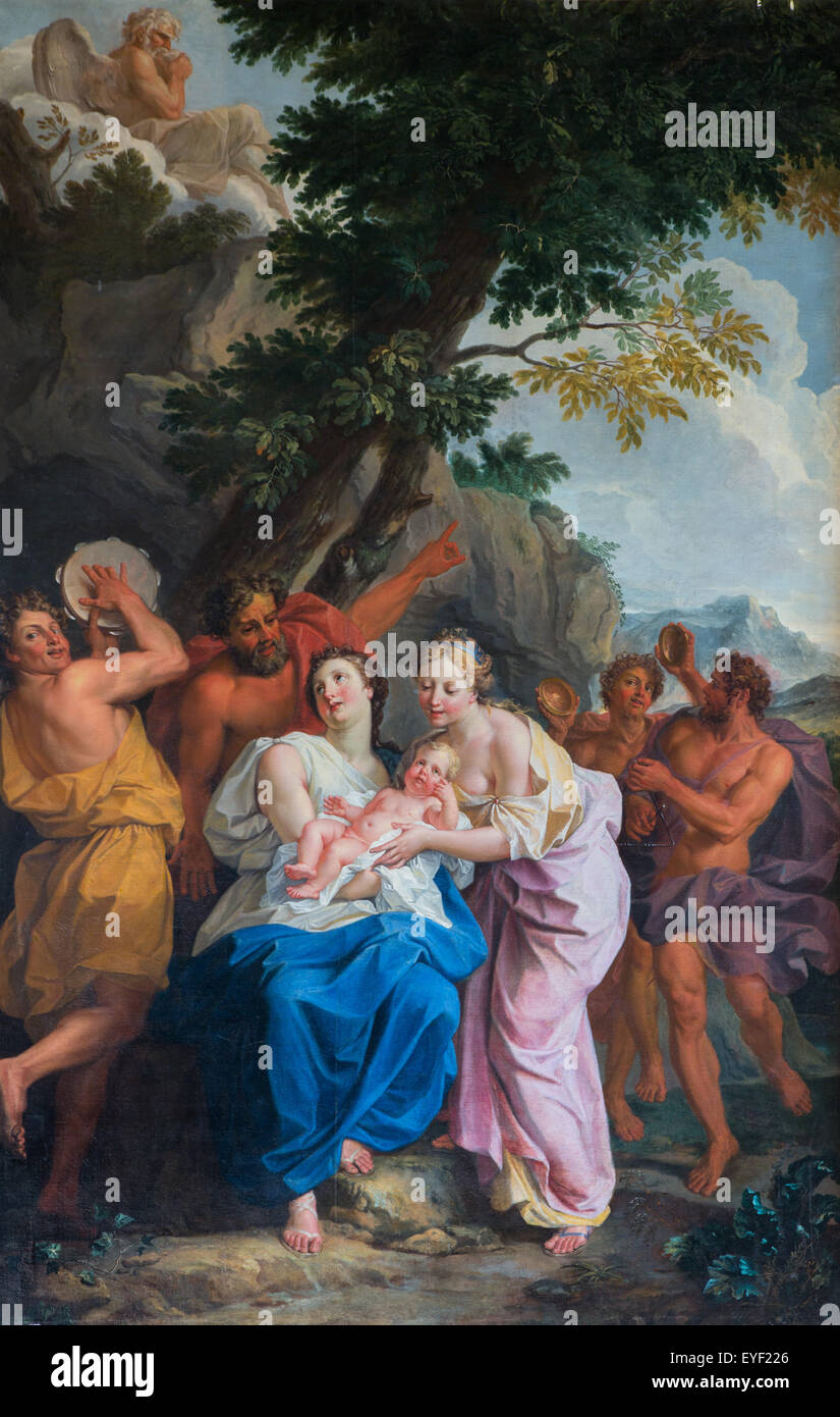 La infancia de Zeus en el monte Ida, con el baile de Corybantes, sacerdotes de Cibeles 10/12/2013 - Colección del siglo XVII. Foto de stock
