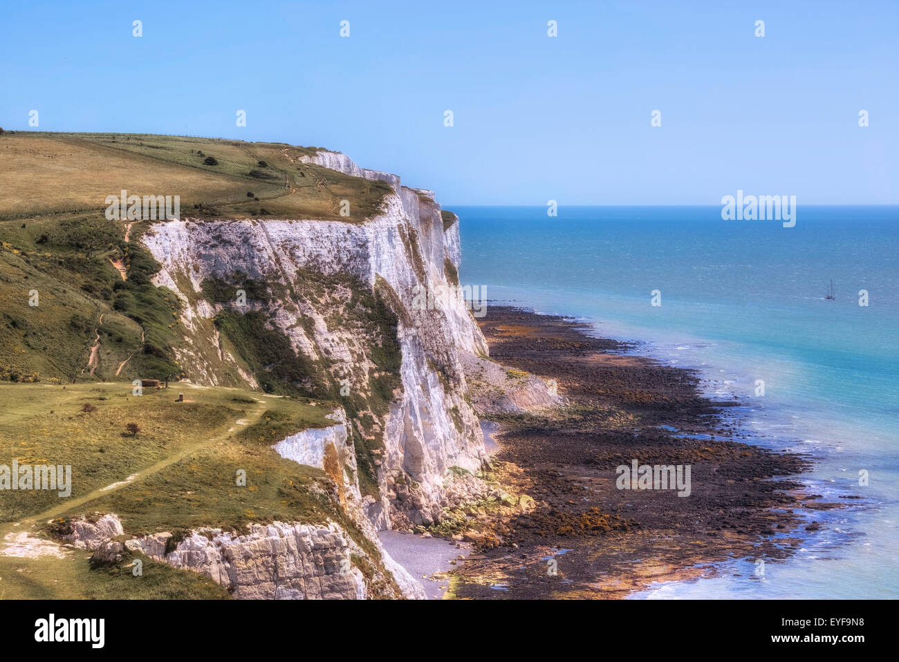 Acantilados Blancos de Dover, Dover, Kent, Inglaterra, Reino Unido Foto de stock