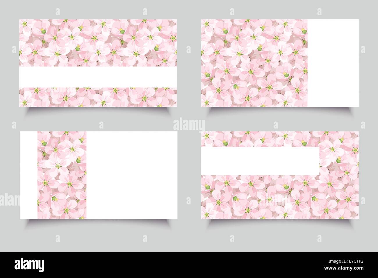 Tarjetas con flores de color rosa. Ilustración vectorial. Ilustración del Vector