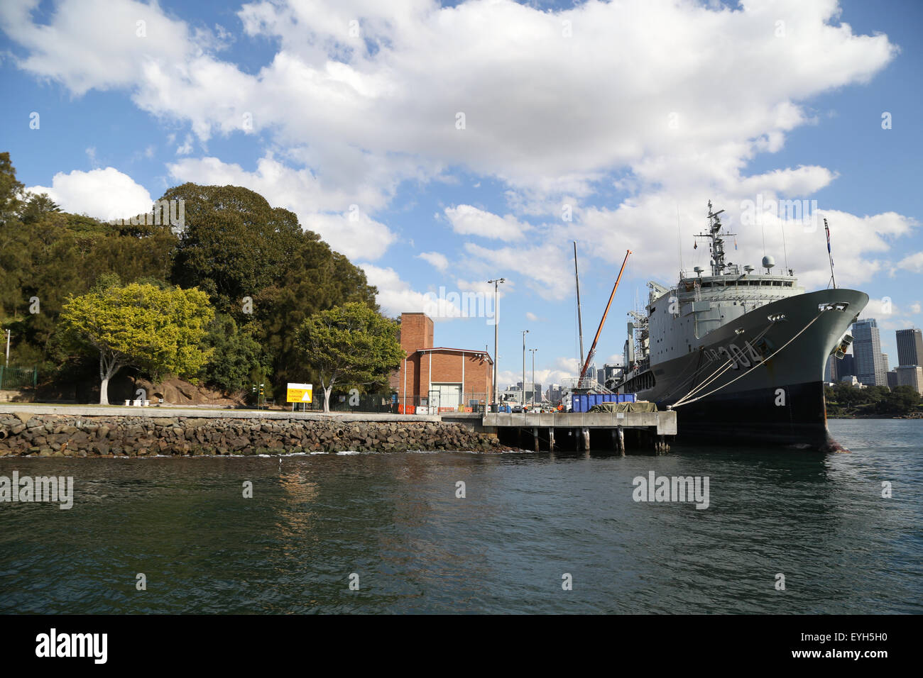 Jardín de la isla visto desde la Base Naval del Puerto de Sydney. Foto de stock