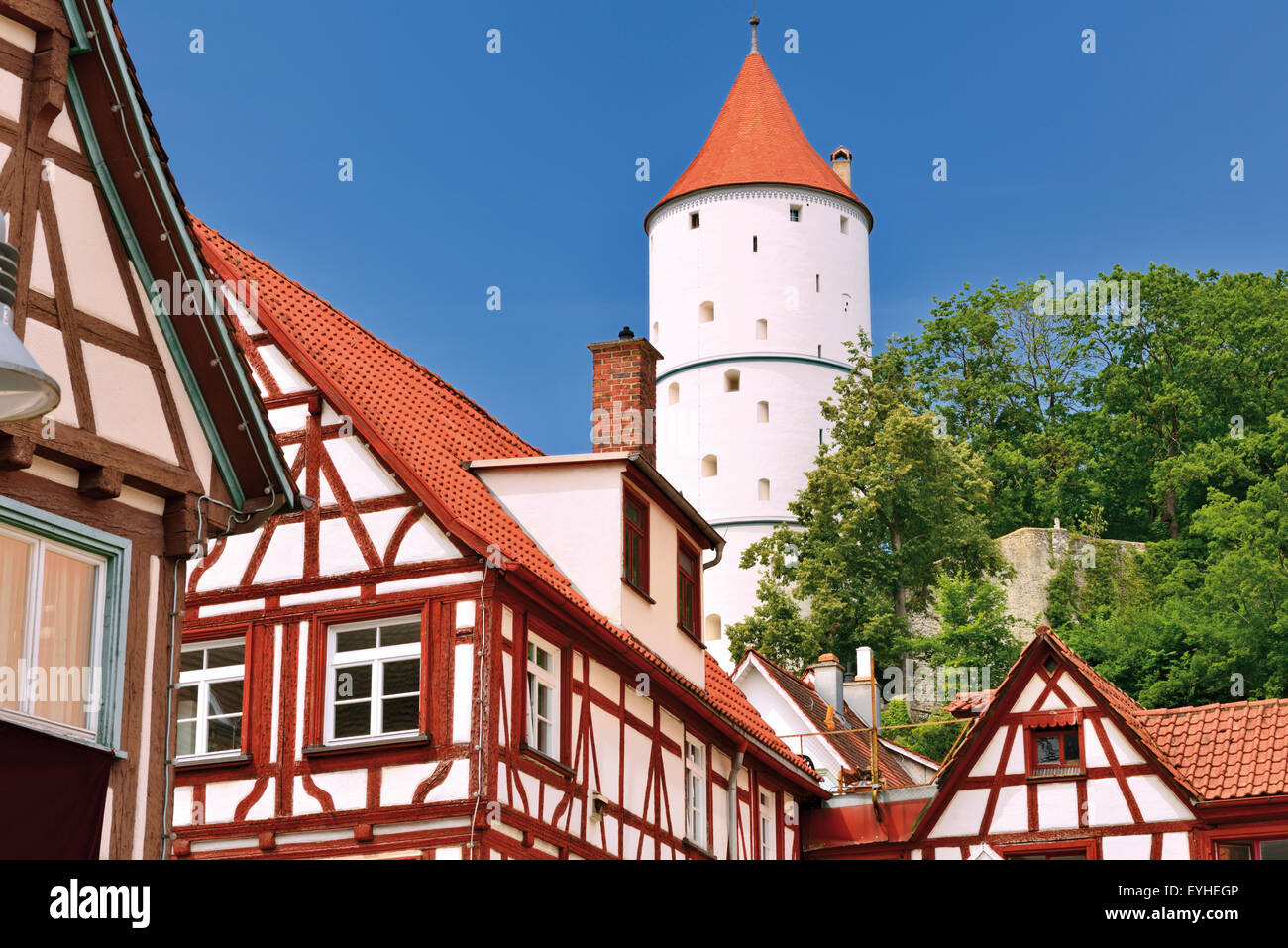 Alemania, en el Estado federado de Baden-Württemberg: detalles arquitectónicos del centro histórico en Biberach an der Riss Foto de stock