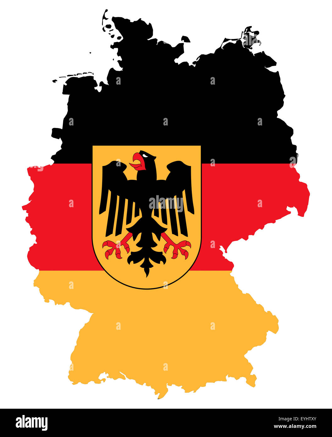 Symbolbild: Bundesrepublik Deutschland: Laenderumriss mit Flagge/ imagen simbólica: República Federal de Alemania: esbozo y la bandera Foto de stock