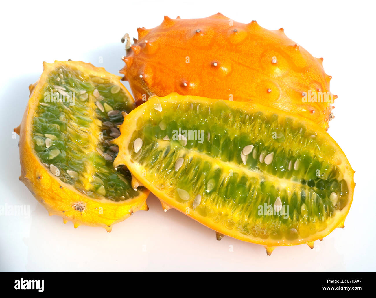 Swani Kiwano, Melone, Beere, Exotische exotisch Suedfrucht Frucht,,, Foto de stock