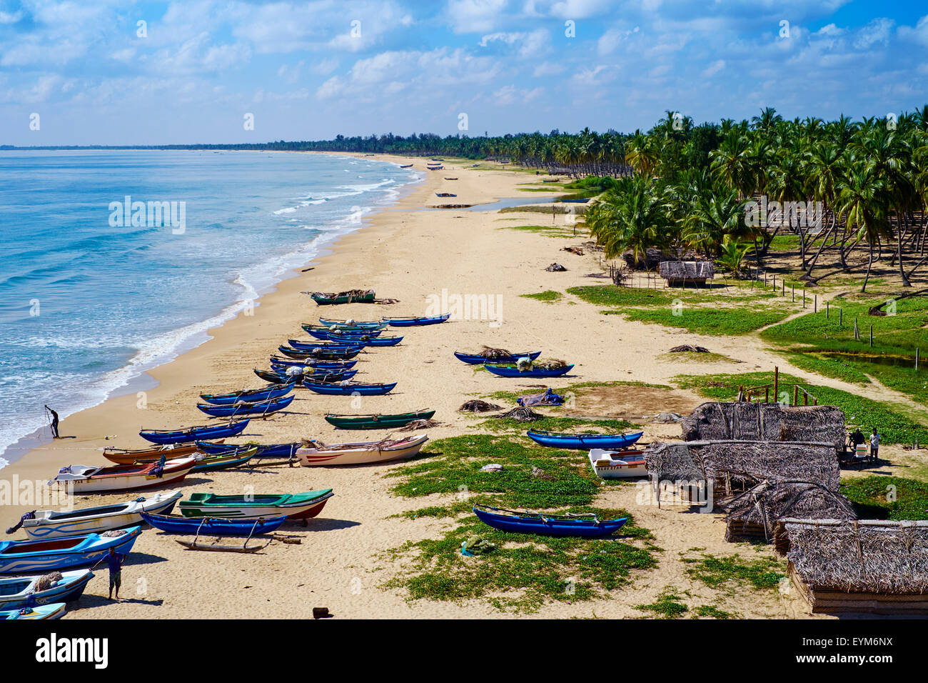 Sri Lanka, Ceilán, Provincia Oriental, en la costa oriental, Kalkudah Passekudah, playa, vista aérea Foto de stock