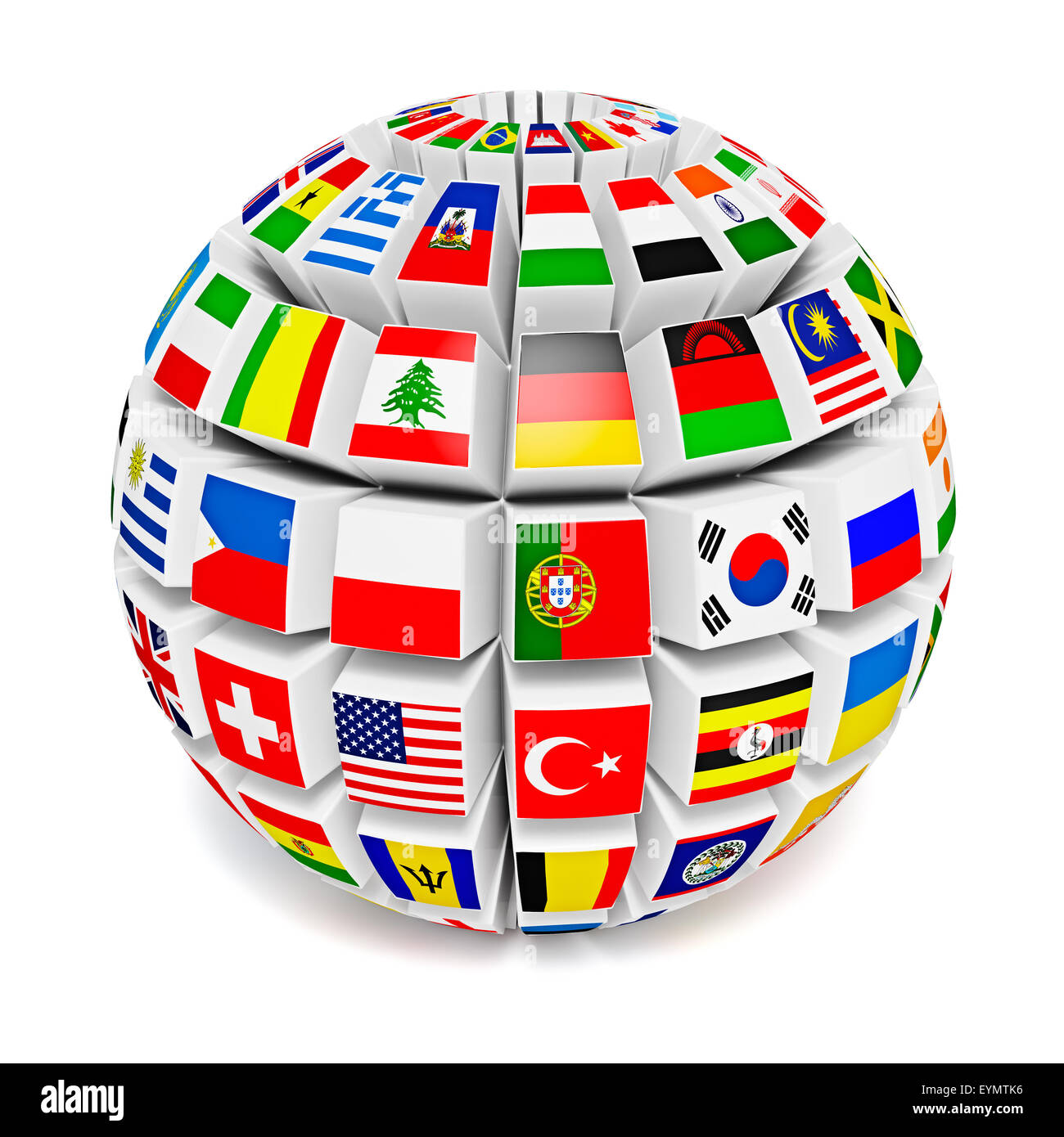 Viajes y negocios internacionales concepto - Planeta 3d esfera con rezagos  del mundo sobre fondo blanco Fotografía de stock - Alamy