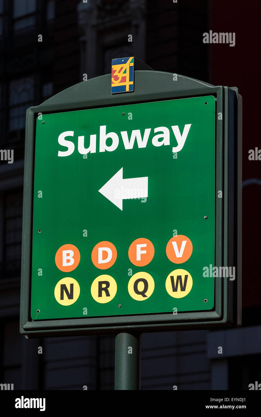 Señal del metro de la ciudad de Nueva York Foto de stock