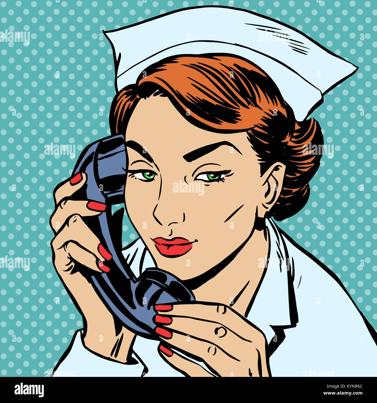 La enfermera en la recepción hablando por teléfono. Ingresos hospitalarios uniformes Ilustración del Vector
