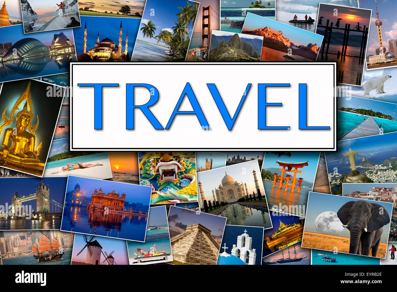 Encabezado de página de viajes - Fotos de destinos de viaje internacional Foto de stock