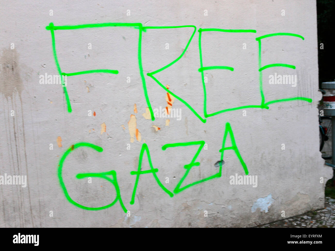 Politischer slogan "Free Gaza", Berlín. Foto de stock