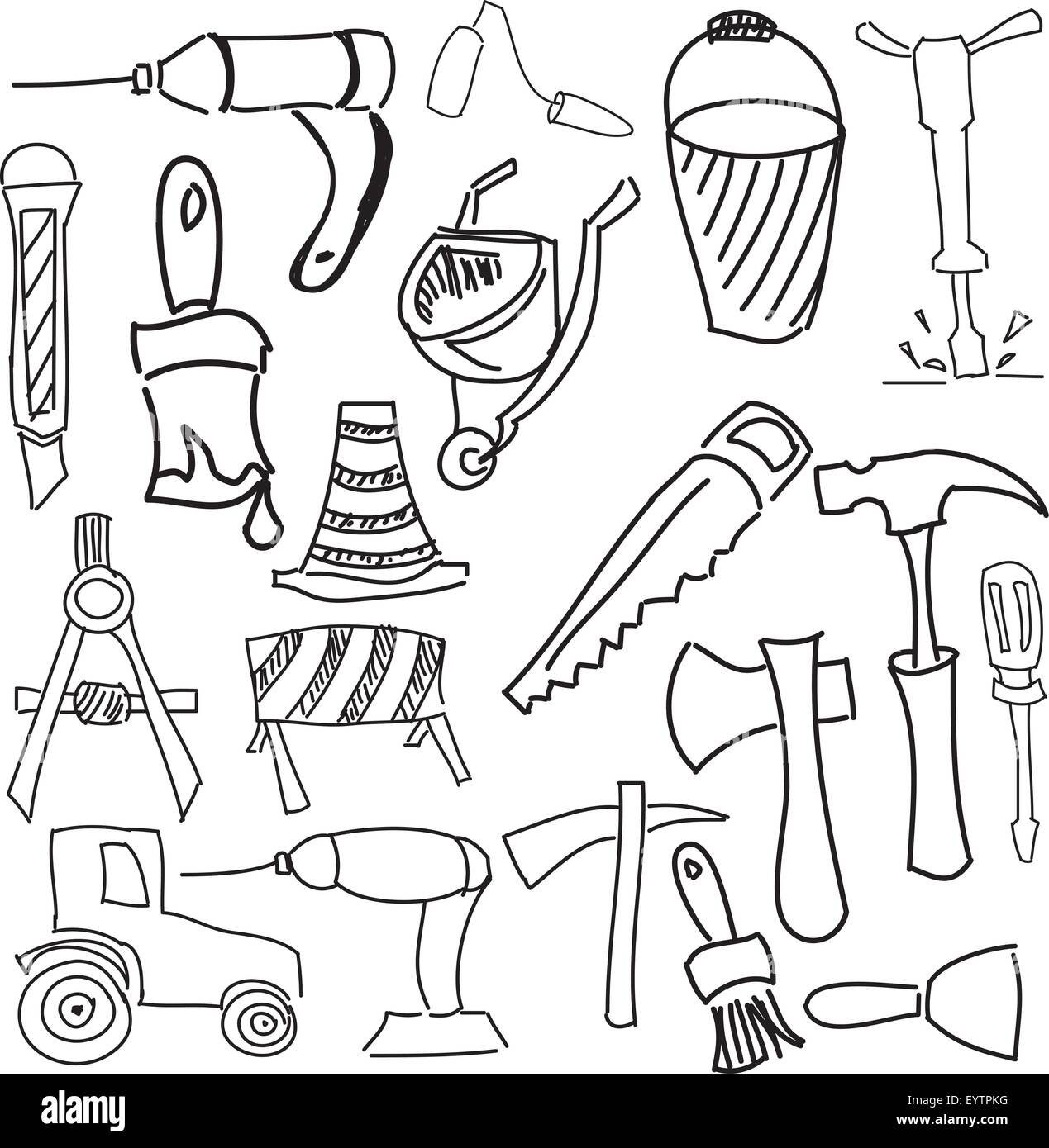 Herramientas de trabajo dibujado Imagen Vector de stock - Alamy