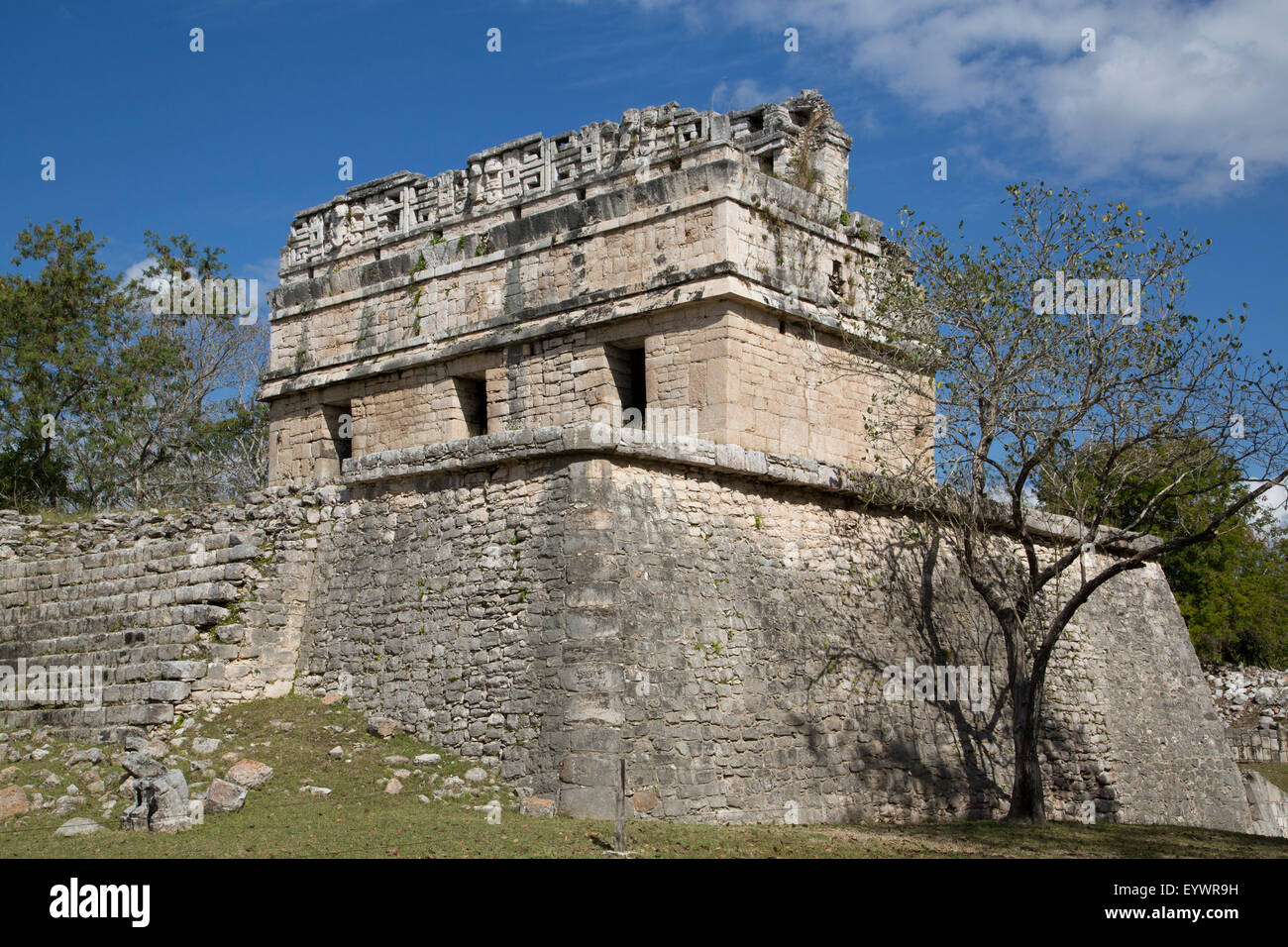 La Casa Roja, Casa Colorado, Chichen Itza, Sitio del Patrimonio Mundial de la UNESCO, en Yucatán, México, América del Norte Foto de stock