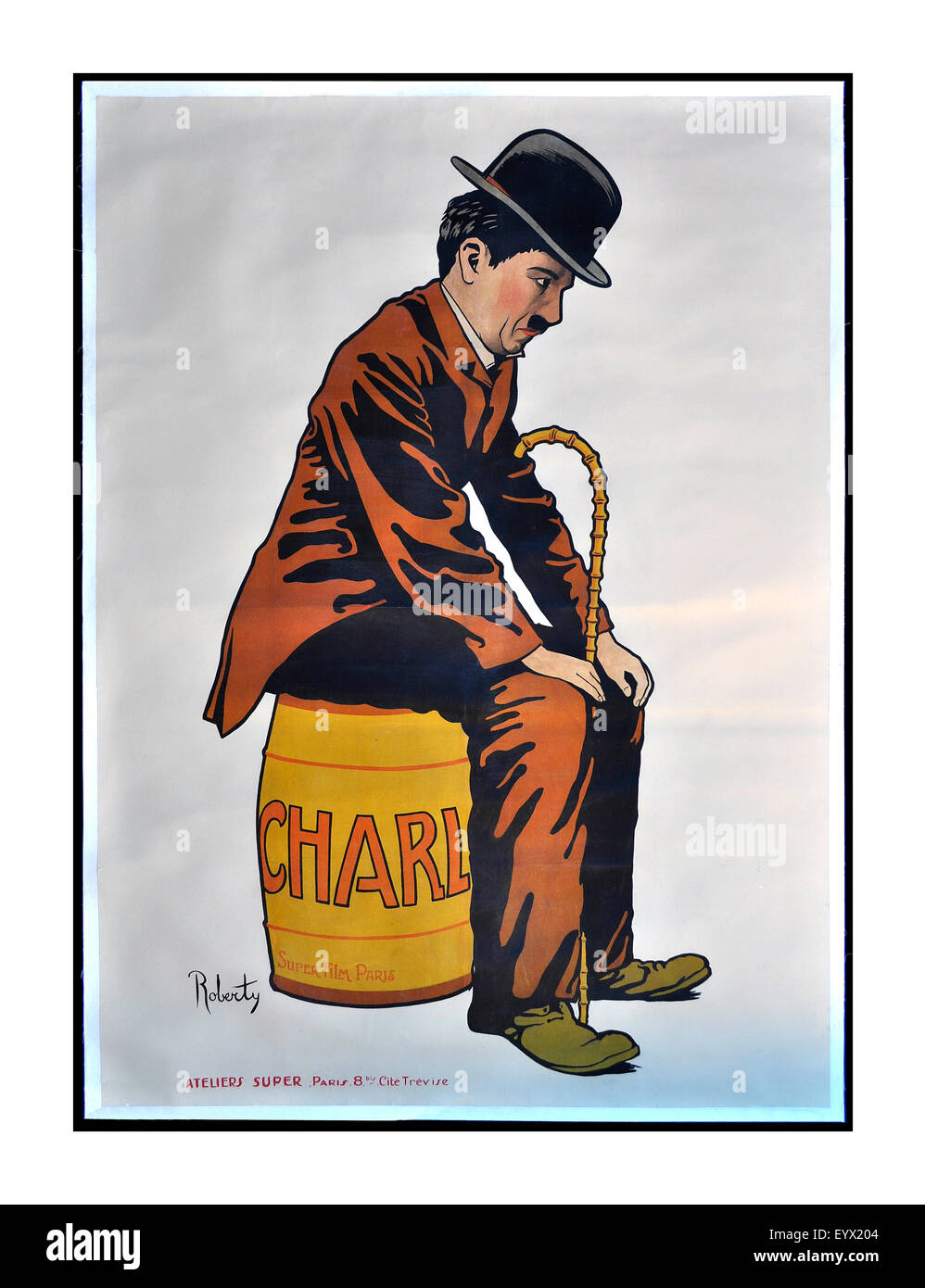 Vintage 1930 poster de Charlie Chaplin KBE 16 de abril de 1889 - 25 de diciembre de 1977 English actor cómico y cineasta silenciosa Foto de stock