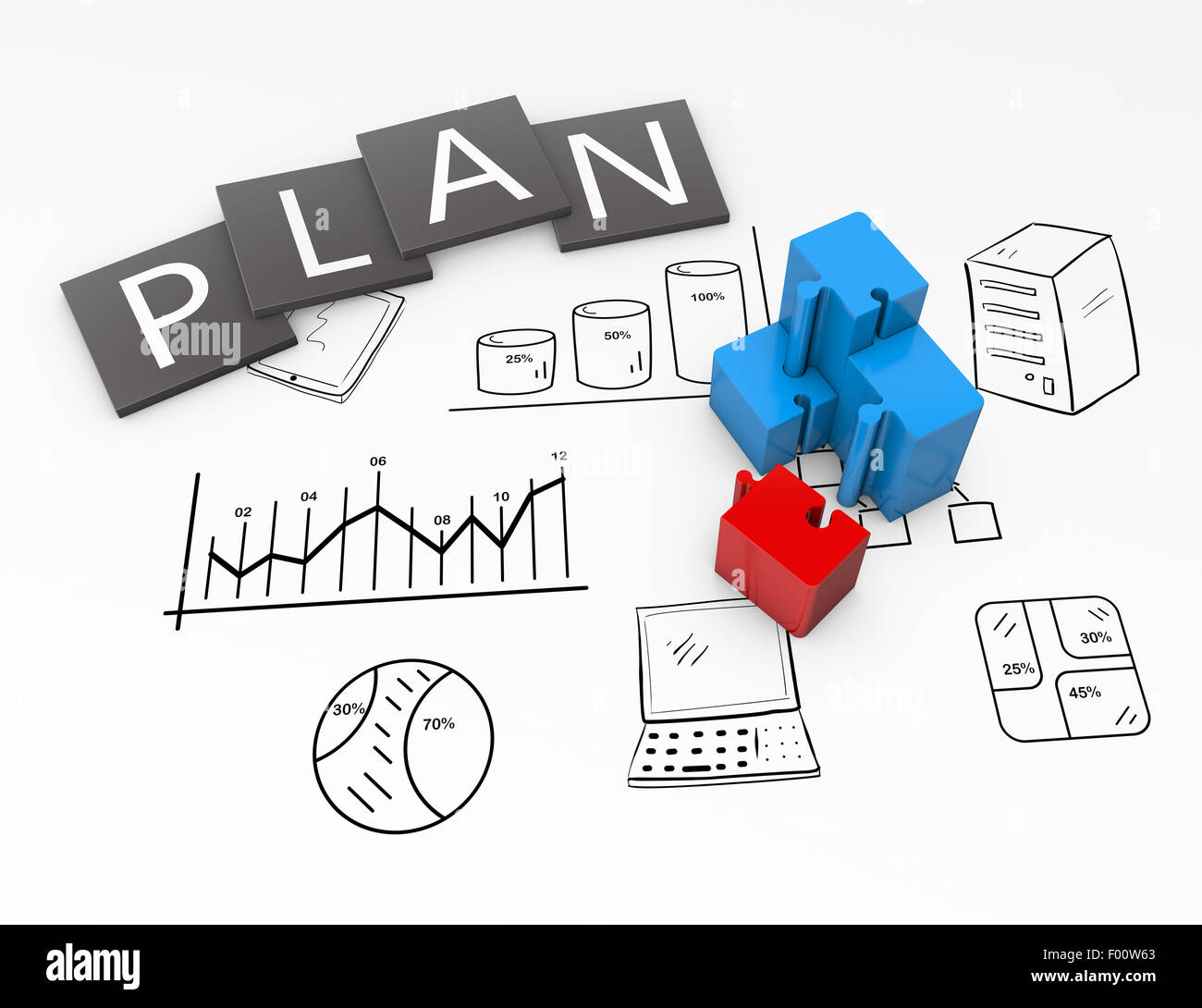 Plan de Negocios diagrama de flujo en el dibujo Fotografía de stock - Alamy