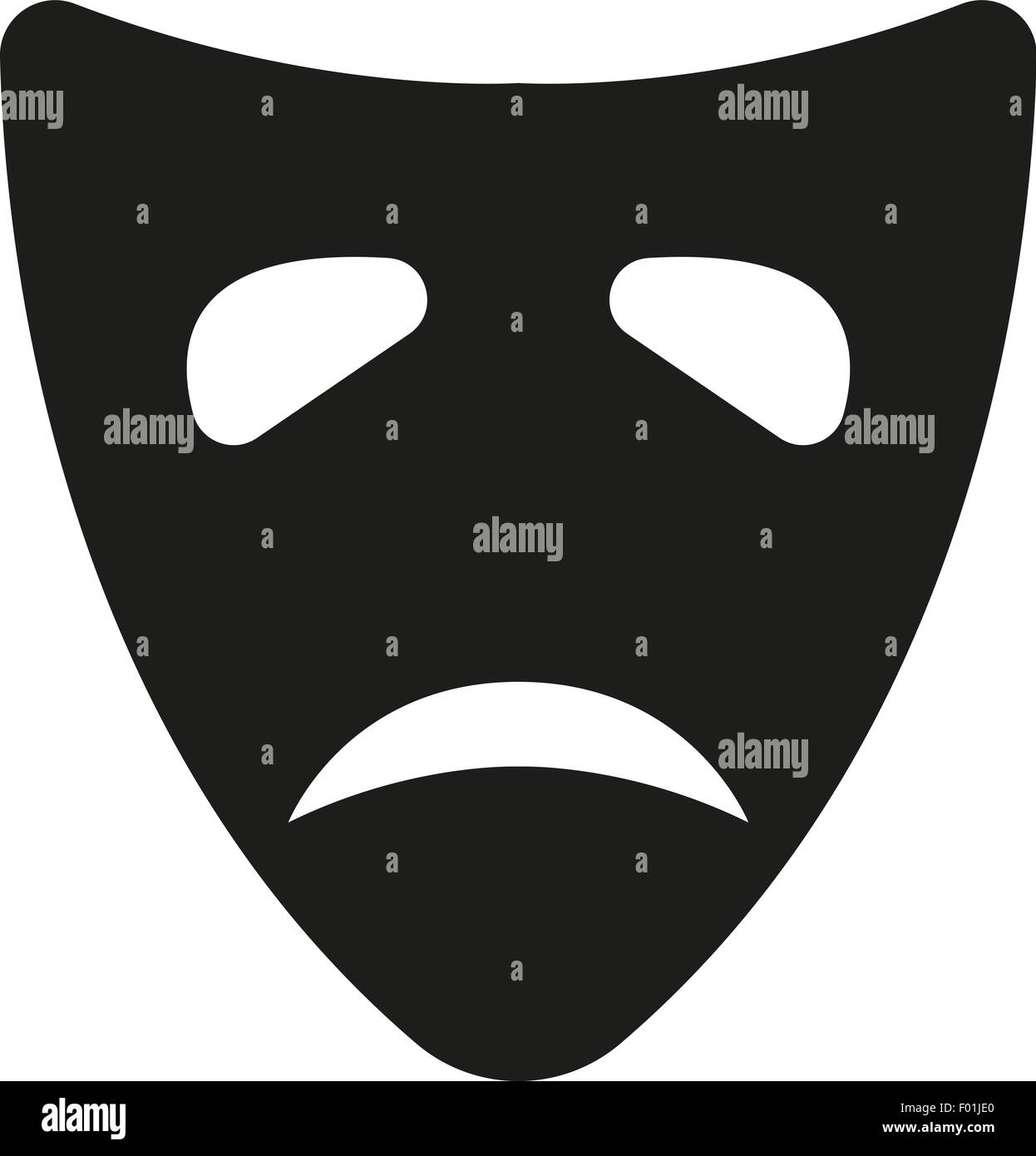 La triste icono de máscara. La tragedia y el símbolo del teatro. Piso  Imagen Vector de stock - Alamy