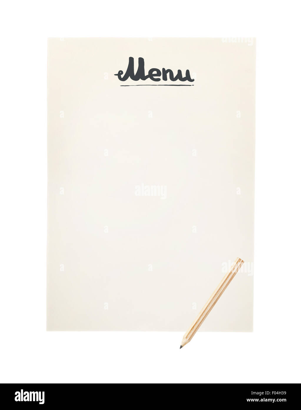Libro de recetas en blanco, aislado sobre fondo blanco. Foto de stock