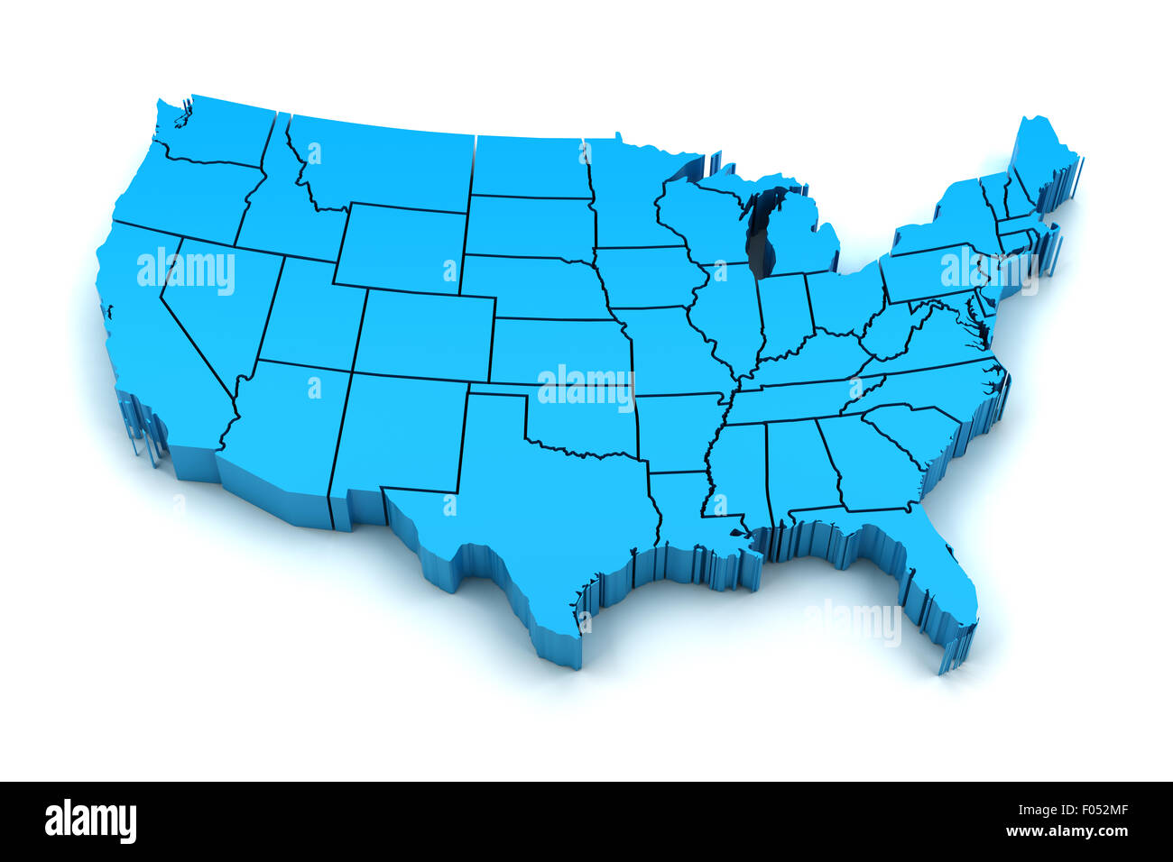 Mapa de Estados Unidos con las fronteras estatales Foto de stock