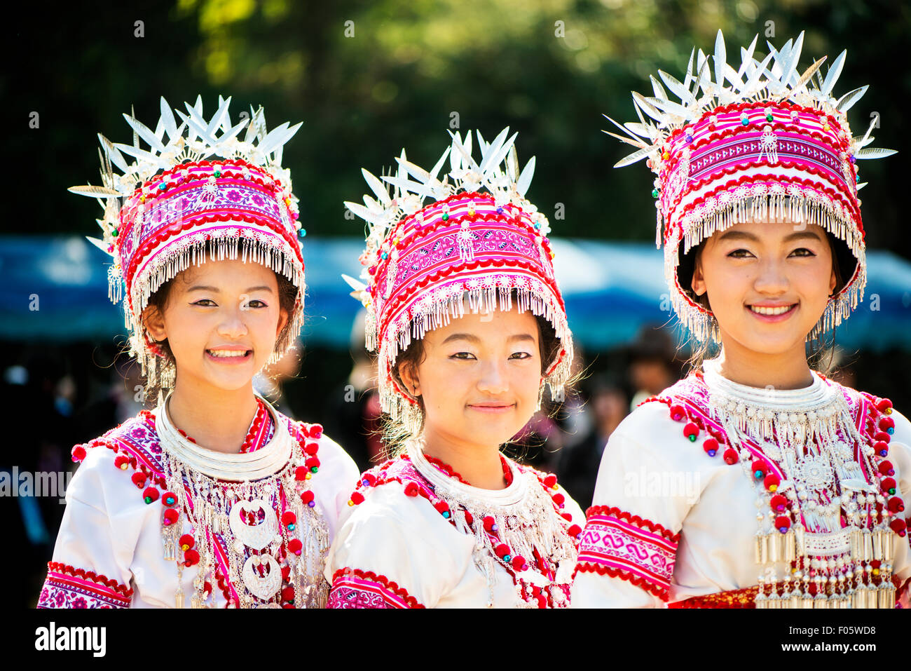 Pueblo Hmong en su fiesta de año nuevo en Chiang Mai, Tailandia, en Asia. Foto de stock