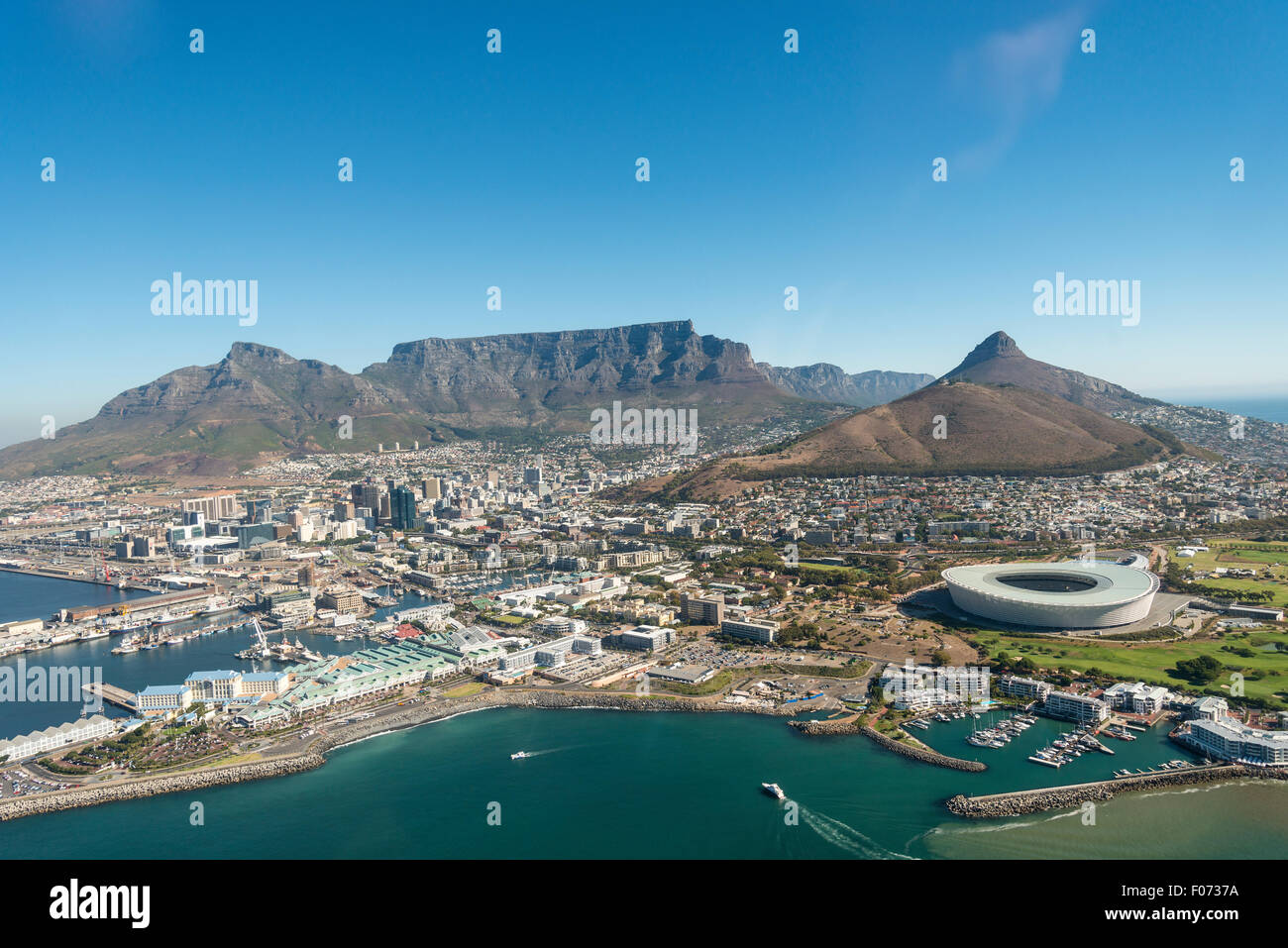 Vista aérea de Ciudad del Cabo, en la provincia de Western Cape, Sudáfrica Foto de stock