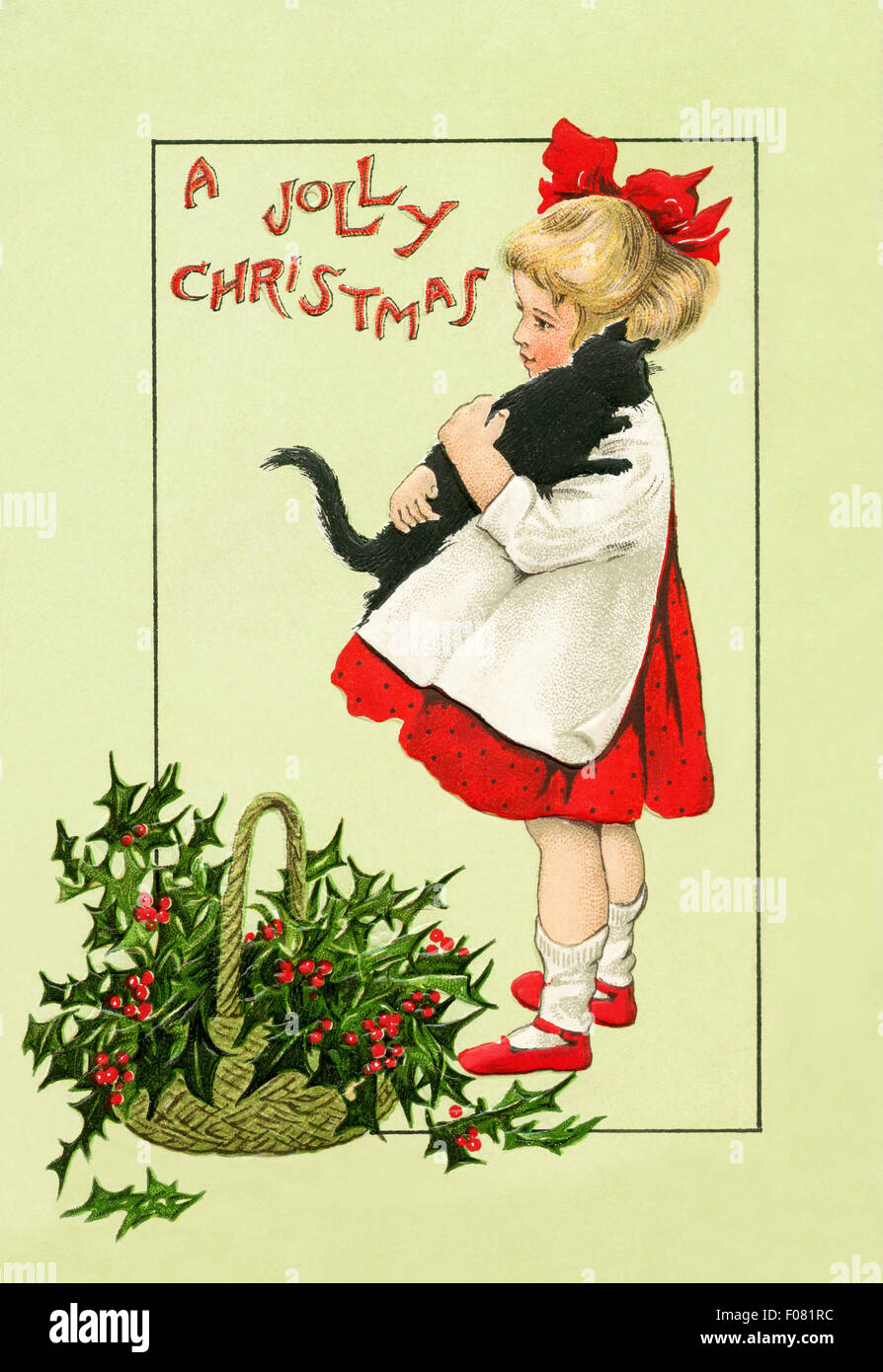 Vintage postal - Navidad Foto de stock