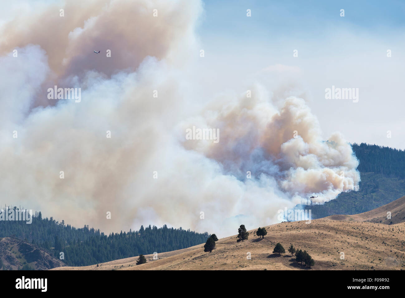 Esquina fuego ardiendo cerca Dayville Creek, Oregon. Foto de stock