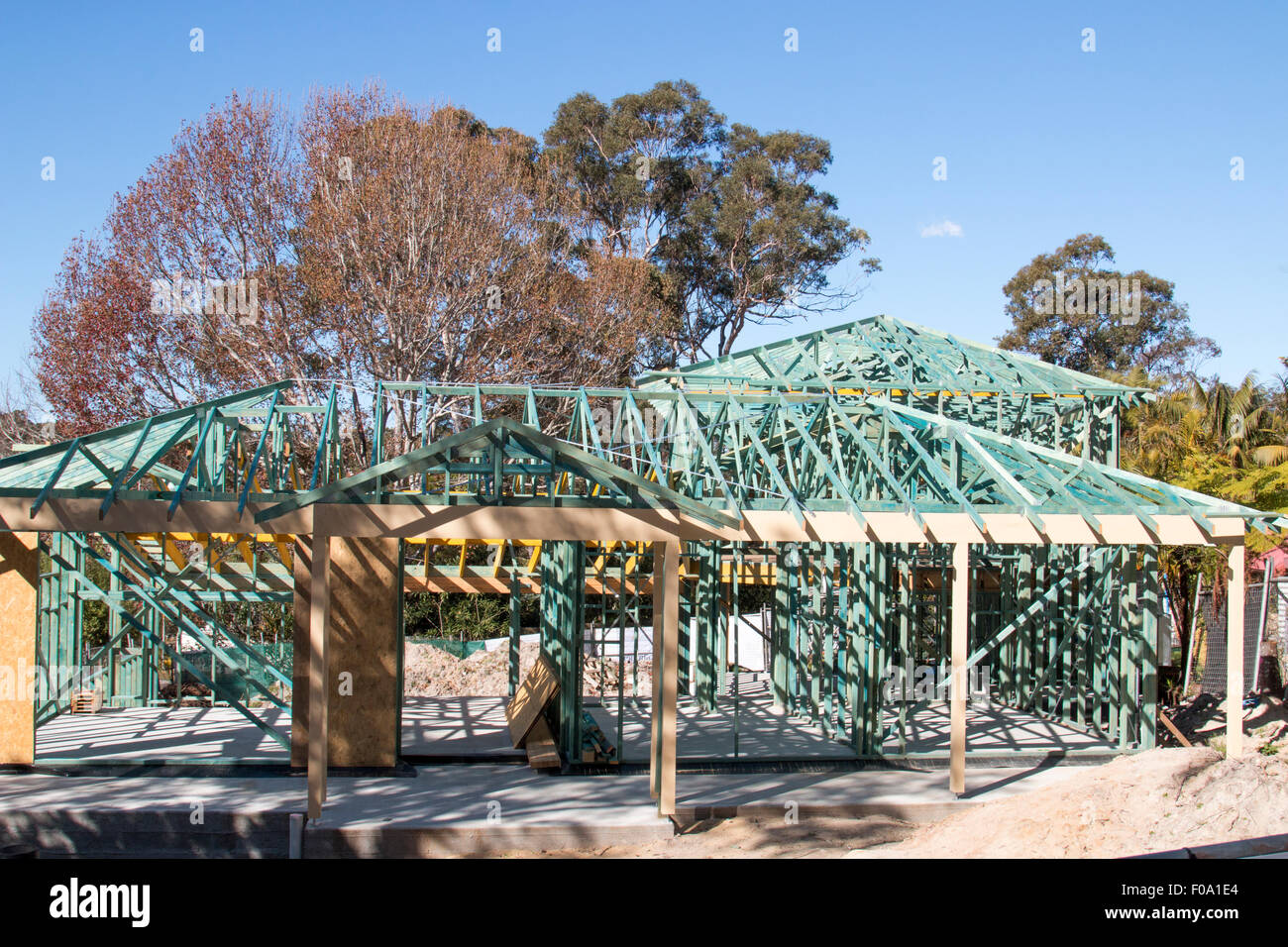 Casa de marcos de madera en construcción en Sydney, Nuevo Gales del Sur, Australia Foto de stock