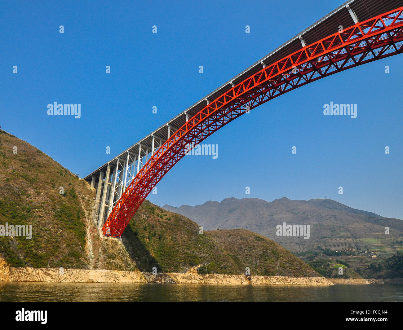 Puente del Río Daning, Wushan, Chongqing, China Foto de stock