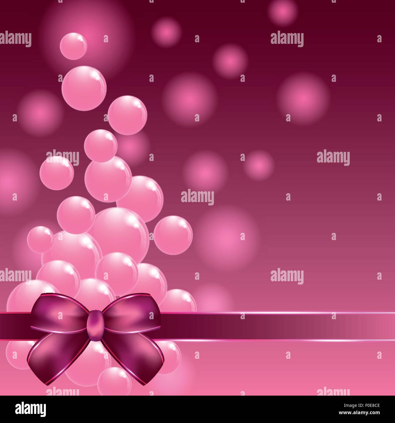 Rosa pequeñas bolas y cintas decorativas sobre fondo de colores Imagen  Vector de stock - Alamy